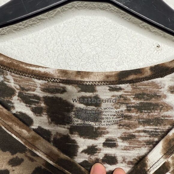 Westbound Brown and Blue Short Sleeve Blouse Size 2X - Picture 3 of 4